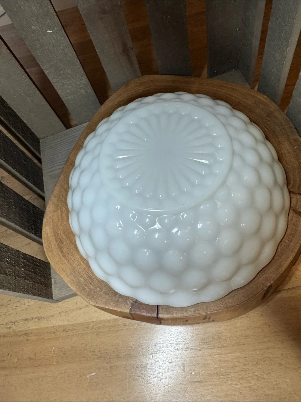 Vintage Bubble Milk Glass Serving Bowl | Vintage Kitchen | Farmhouse Style